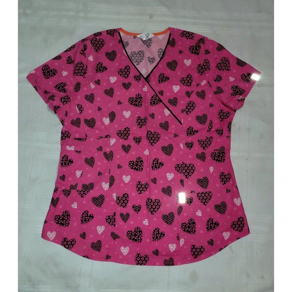 Code Happy Scrub Set In Black With Pink Hearts La… - image 2